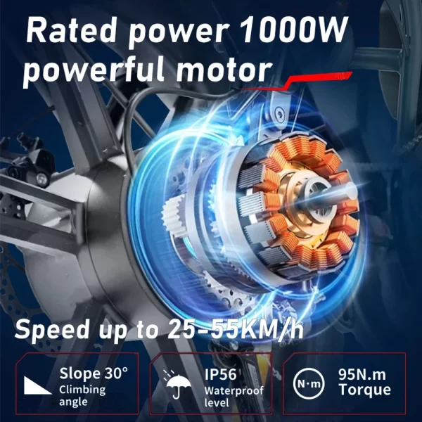 1000w 48v 60ah adult ebike electric bike mountain max 55km/h speed 20inch fat tire cycling bicycle electric bicycle off road
