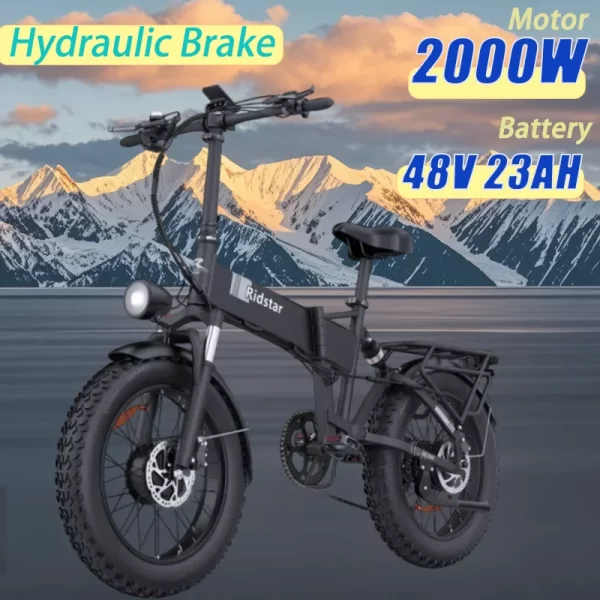 electric bike h20 pro dual motor 2000w 48v 23ahl electric bicycle 20 inch off road tyre snow mountain folding electric bike
