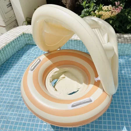 inflatable baby swimming ring with detachable sunshade toddlers pool float thickened leakproof baby swim ring for boys girls