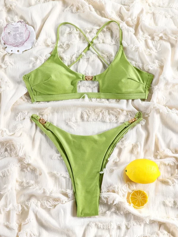 low waist bikinis solid bathsuit for women sexy swimsuit 2025 swimwear push up beachwear cut out bathing suits