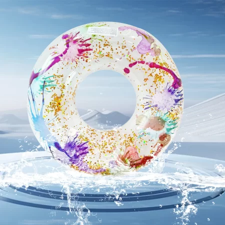 1 pce gold sequin inflatable swimming ring for water sports and water training, multiple sizes available swimming pool lifebuoy
