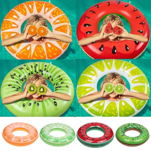 65cm watermelon inflatable swimming ring pvc thickened summer water toys for kids adults hawaiian pool beach party decoration