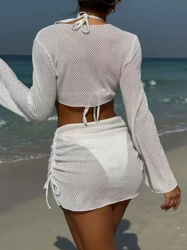2025 new summer swimwear bikinis set sexy solid smock split bikini 4 piece set women swimsuit high waist beach backless bikini
