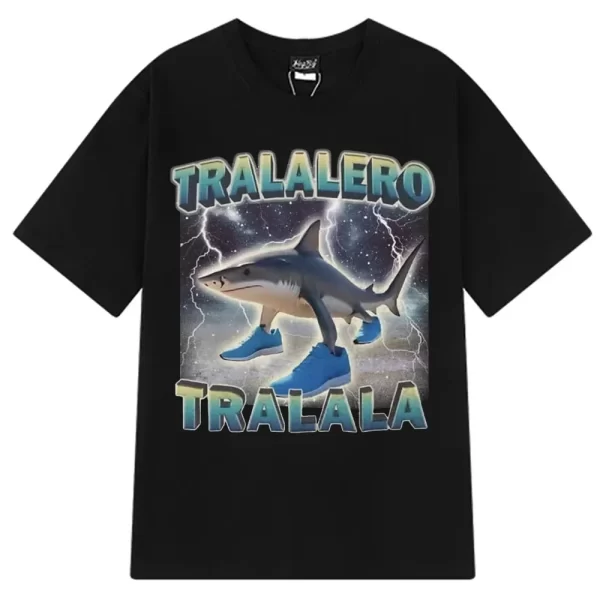 italian brainrot tralalero tralala tung tung tung sahur bombardiro crocodilo funny meme t shirt men women fashion loose t shirts