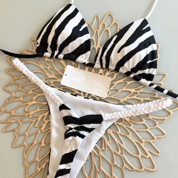 new women's bikini split print swimwear fashion g string beach holiday