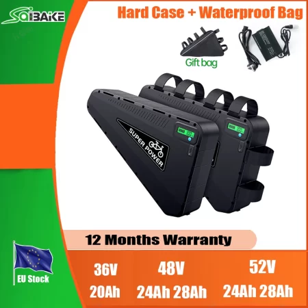 original ebike battery 52v 48v triangle lithium battery hard case pack for 350w 500w 750w 1000w 1500w 2000w 3000w