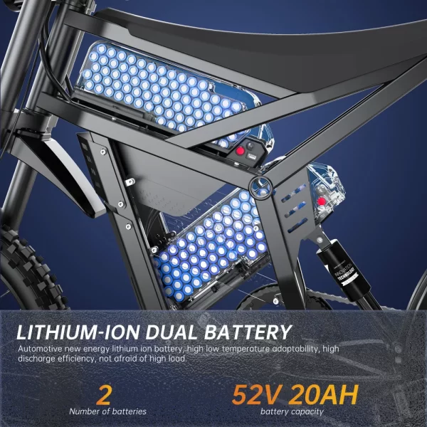 hitkth e6 electric motorcycle adults 2500w(peak) motors 25inch tire electric bike 52v40ah battery speed 60kmh mountain e bikes