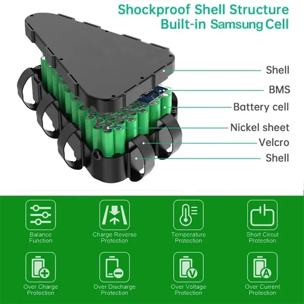 48v 20 24 30 40ah 50ah 60ah hailong triangle battery electric bike scooter down tube 21700 48v 1000w 2000w 3000w lithium battery