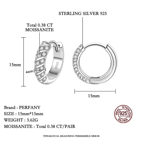 perfany all moissanite hoop earrings women s925 pure silver laboratory diamond fashion wedding party jewelry