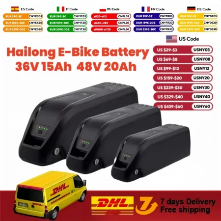 36v 48v 52v hailong ebike battery with charger full capacity 10ah 15ah 20ah powerful 18650 lithium battery pack free shipping