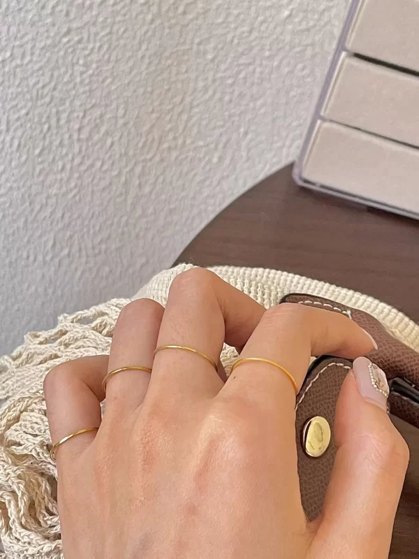 ghidbk 0.5mm extremely thin stainless steel anti tarnish rings for women fashion simple 18k pvd gold plated ring office style