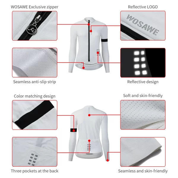 wosawe cycling jersey long sleeve summer spring slim fit long sleeves road bike jersey women breathable cycling maillot