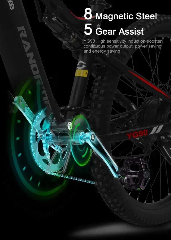 randride yg90 electric bike1000w 48v17ah 21 speed 27*2.4 in tire all terrain off road full suspension oil brake electric bicycle