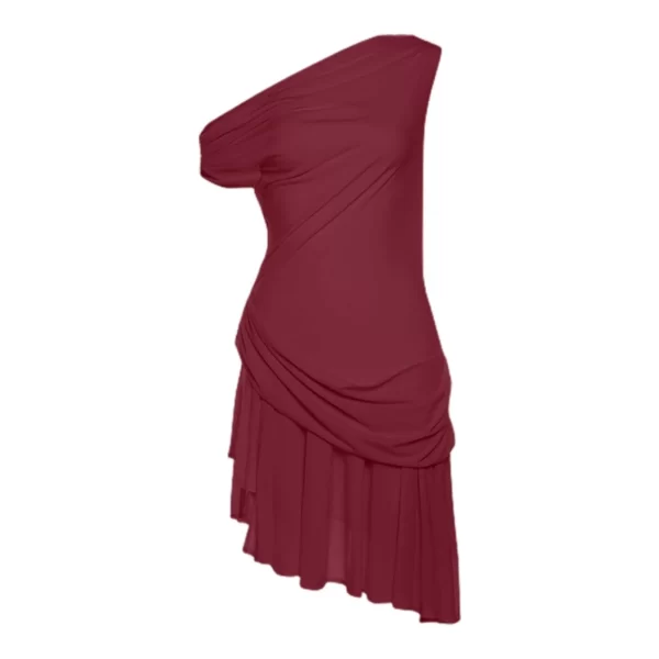 elegant dresses for women sexy off shoulder ruffled asymmetrical solid color mini dress for women robe longue femmes
