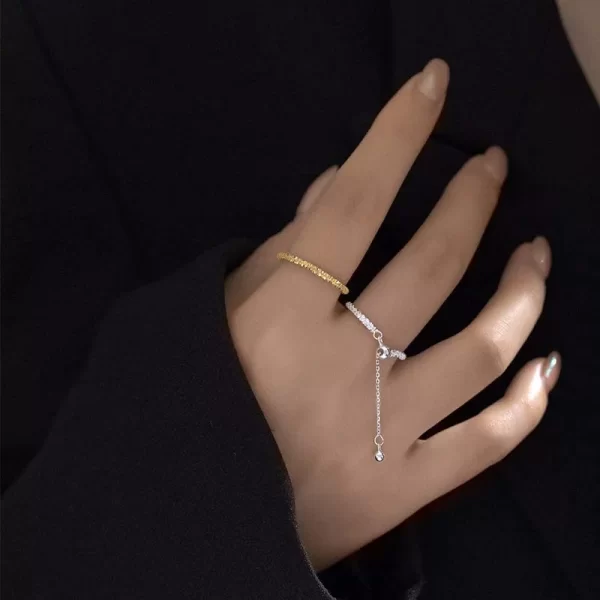 fashion silver color sparkling gypsophila pull rings for women simple adjustable flash fine ring wedding jewelry party gift