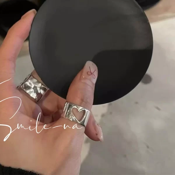 foxanry hollow love heart wide rings for women couples korean fashion creative simple classic elegant daily party jewelry gifts