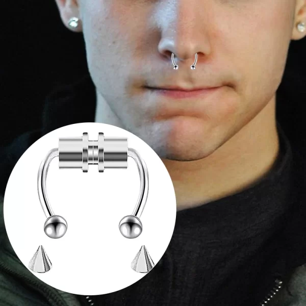 fake piercing nose ring hoop septum non piercing nose clip rock hiphoop stainless steel magnet fashion punk body women jewelry