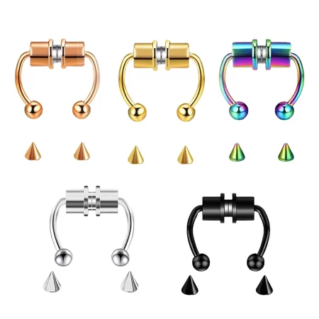 fake piercing nose ring hoop septum non piercing nose clip rock hiphoop stainless steel magnet fashion punk body women jewelry