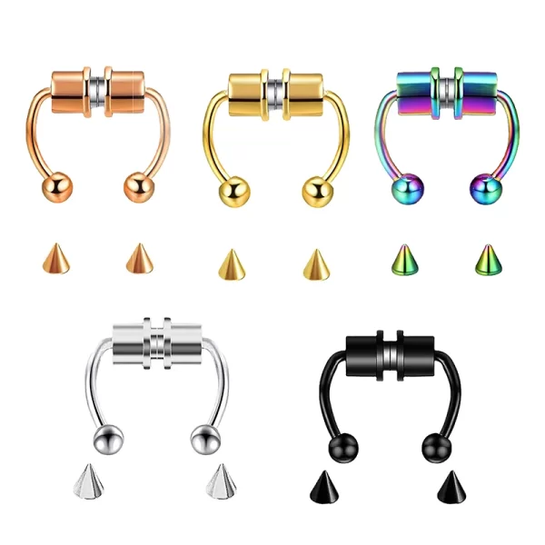 fake piercing nose ring hoop septum non piercing nose clip rock hiphoop stainless steel magnet fashion punk body women jewelry