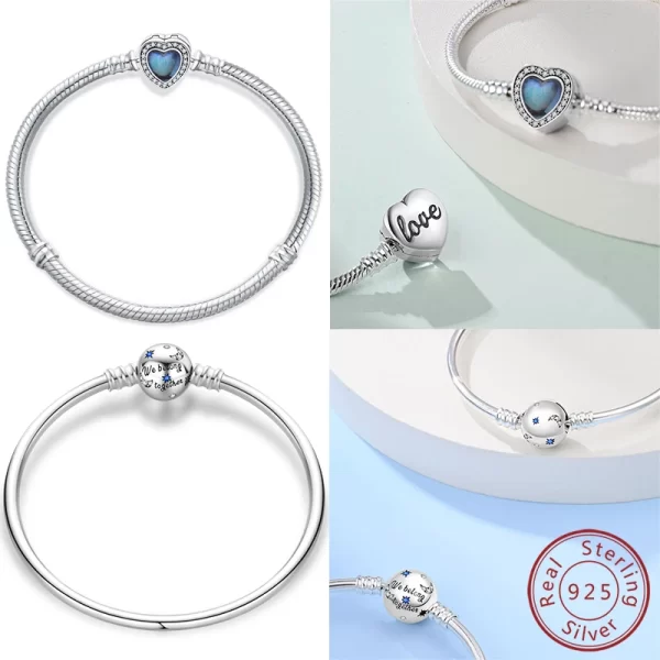 hot sales 925 sterling silver bracelets forever love butterfly heart bracelet fit diy charms beads fashion women jewelry 17 20cm