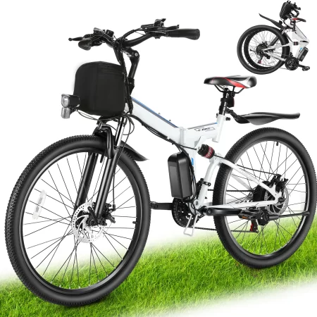 26" folding electric bike for adults, with 500w motor,48v 20mph removable battery, up to 50miles range, cruise control
