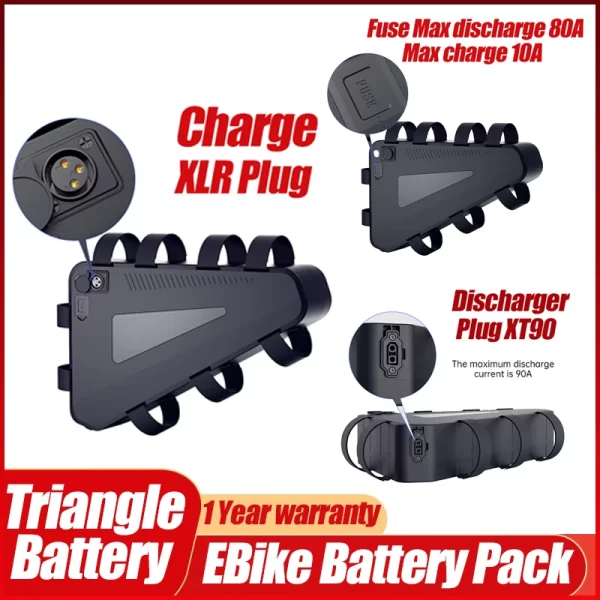 60v72v 3000w triangle electric bicycle battery 36v 48v 52v ebike 30ah 40ah 50ah 60ah chamrider 1000w 2000w 21700 lithium battery