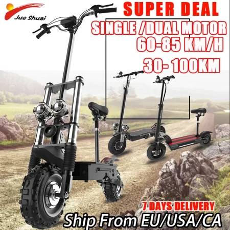 single dual motor electric scooter for adults 85km/h 1200 6000w 30 100km range foldable e scooter with seat x60 x700 x500 x750