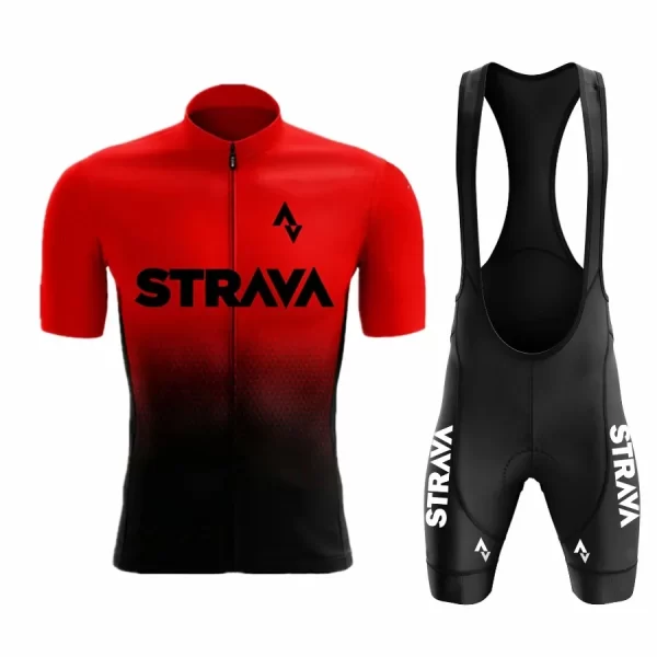 2024strava pro bicycle team short sleeve maillot ciclismo men's cycling jersey sets summer breathable cycling clothing suit