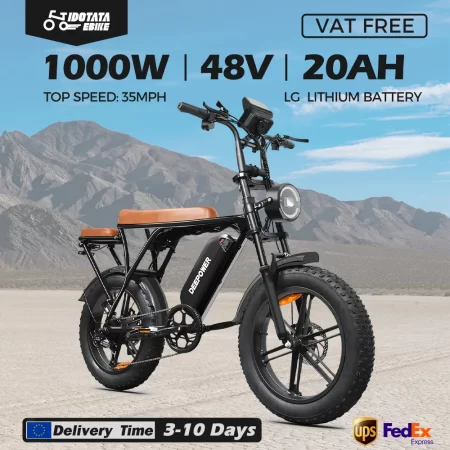 idotata adult 1000w electric bicycle, 7 speed city bike, 48v 20ah battery men's bike ,20inch off road fat tyre e mountain ebike
