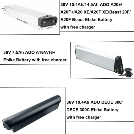 electric bike ado extra battery 36v 7.5ah 10.4ah 14.5ah for a16 a16+ a20+ a20f+ a20 xe a20f xe beast 20f dece 300 300c e bike