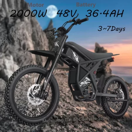 ebike gt73 2000w mountain off road electric motorcycle 25 inch tires 36.4ah dual battery ebike max 37 mph dual hydraulic brake s