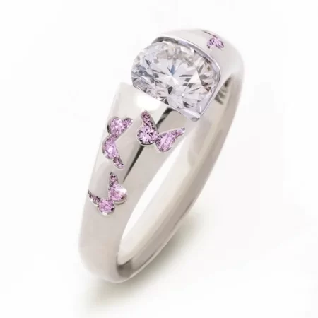 creative women fashion butterfly ring silver color inlaid white stone engagement rings for women bridal wedding jewelry