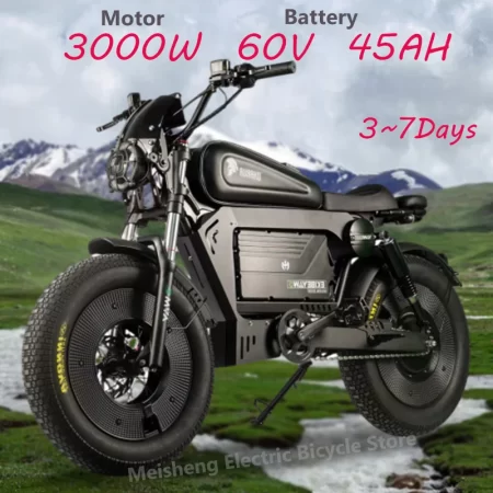 zpw black warrior 1500w motorbikes 48v 60ah ebike adult road electric bicycle 20 inch off road fat tyre electric bike 2000w