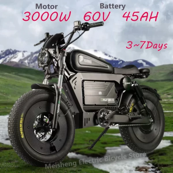 zpw black warrior 1500w motorbikes 48v 60ah ebike adult road electric bicycle 20 inch off road fat tyre electric bike 2000w