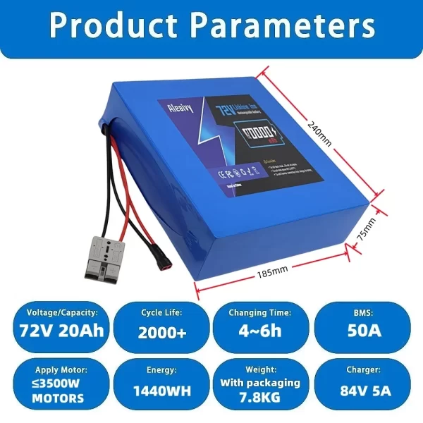 aleaviy 72v 20ah electric bike lithium battery pack 20000mah li ion ebike battery for bicycle scooter motorcycle with charger