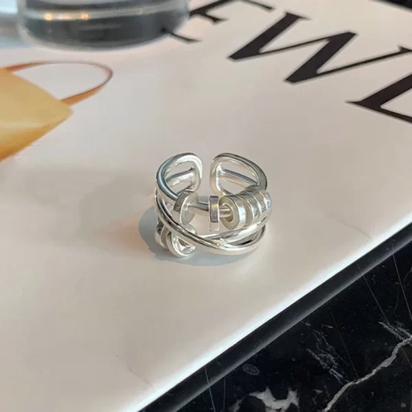 foxanry vintage handmade ot buckle engagement rings for women couples new fashion creative geometric handmade party jewelry gift