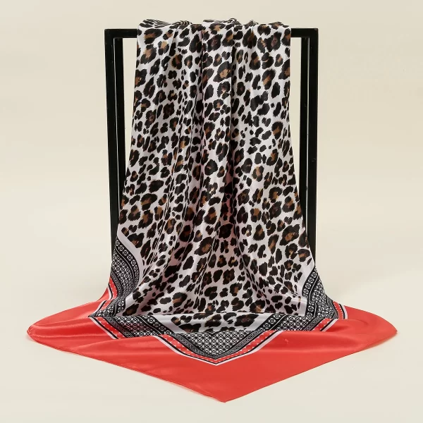 90cm leopard print square scarf satin silk headband muslim woman hijab lady fashion hairwrap rock style headscarf islim turban