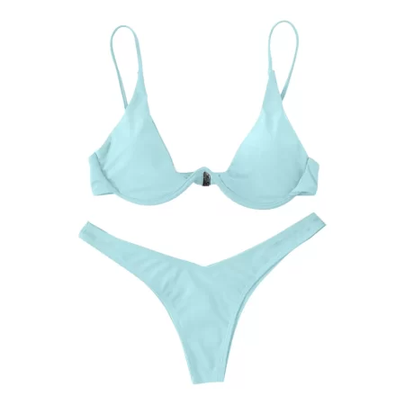 bikini sexy split style solid color women's swimsuit steel bracket tow piece for teenagers biquinis feminino tendência 2024