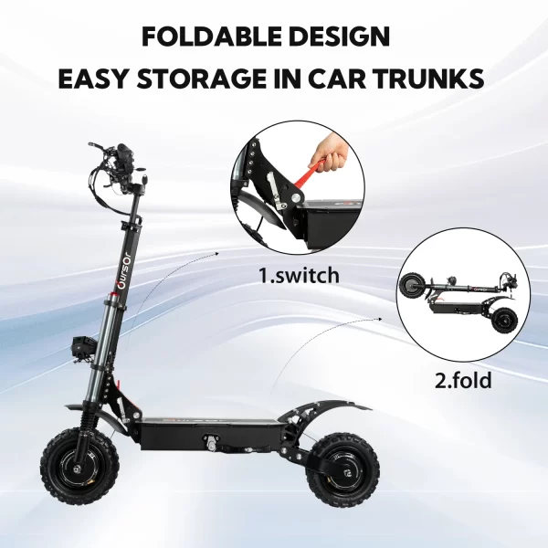 e5b 6000w 60v 50ah 11 inch off road tyre trottinettes électriques dual motors removable seat skutery folding electric scooter