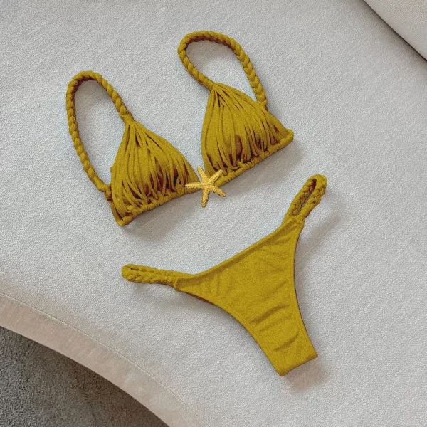 2025 new five pointed star brazilian bikini swimwear women's braided rope swimsuit two piece set female sexy mujer beachwear