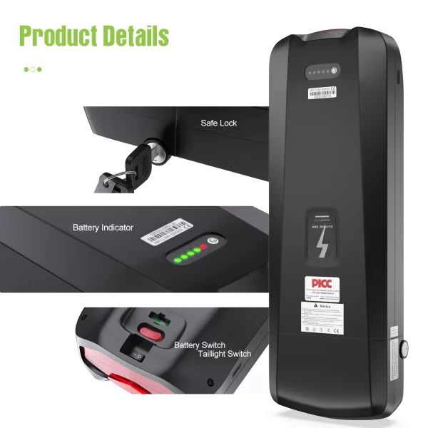 [3 days delivery] 36v 48v 52v ebike luggage rack battery 17.5ah 22.5ah racktype for bafang motor (w/ charger & bms board)