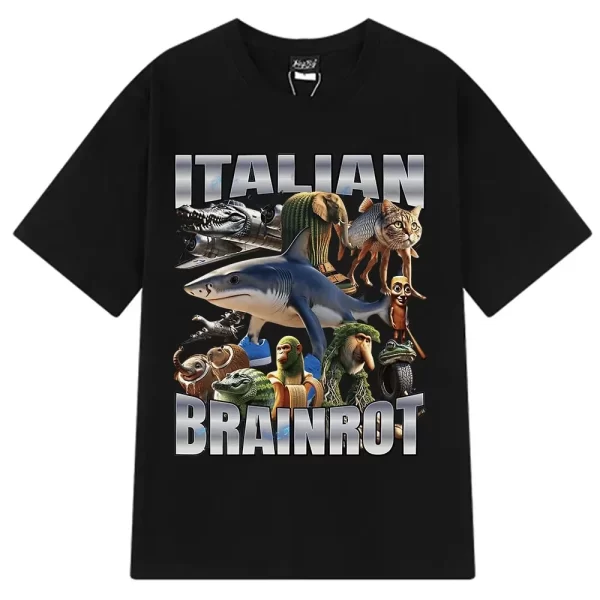 italian brainrot tralalero tralala tung tung tung sahur bombardiro crocodilo funny meme t shirt men women fashion loose t shirts