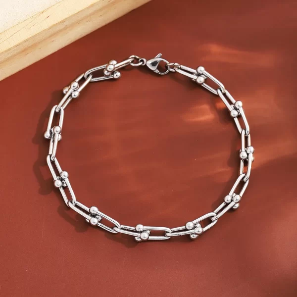 fashion charm u shaped bracelet for women men stainless steel 18k gold plated chain unisex jewelry gift daily wear
