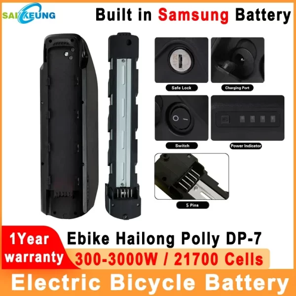 electric bike down tube 36 48v 52 60v 72v hailong polly dp7 21700 lithium battery 25ah 30 40ah 50 60ah bafang 300w 3000w battery