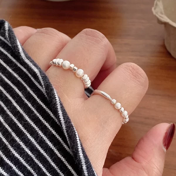 xiyanike asymmetrical beads pearl elastic cord rings for women girl luxury korean fashion new jewelry gift party кольцо женское