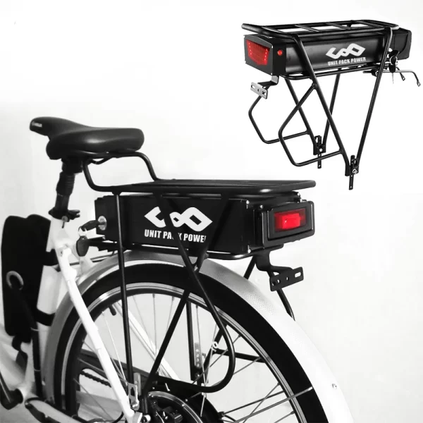 52v 48v 20ah rear rack ebike battery 18650 cells lithium pack with luggage for 1800w 1500w 1000w 750w 500w motor for bafang 40a
