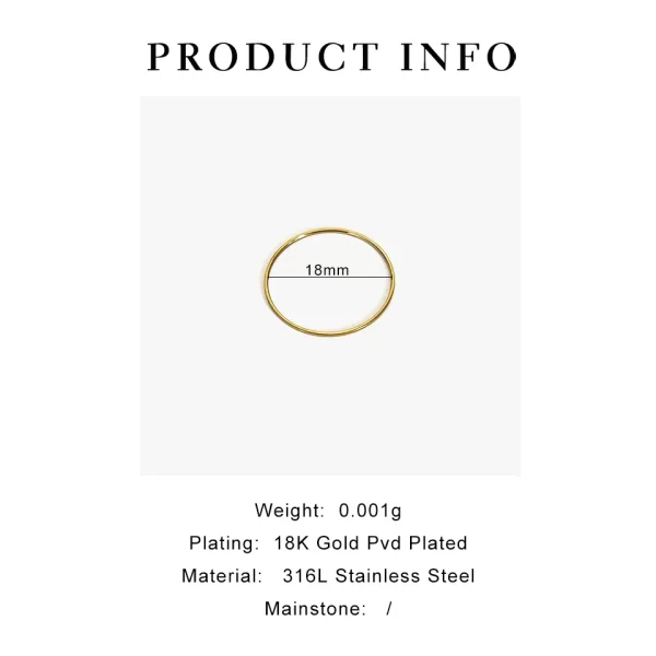 ghidbk 0.5mm extremely thin stainless steel anti tarnish rings for women fashion simple 18k pvd gold plated ring office style