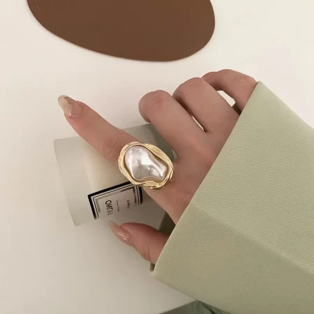kotik new design starfish pearl ring shape gold color adjustable rings for women korean fashion jewelry party luxury accessory