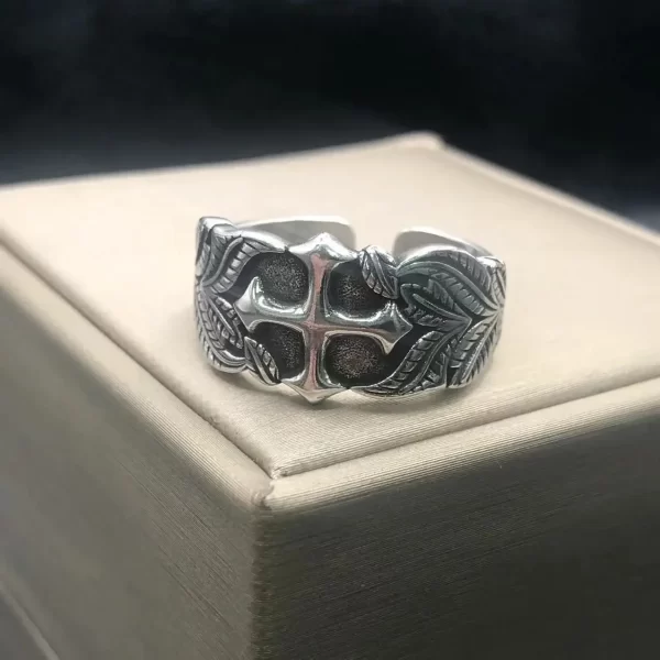 punk hip hop style fashion cross thai silver ring vintage personalized open rings