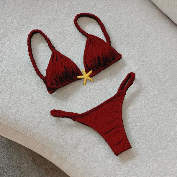 2025 new five pointed star brazilian bikini swimwear women's braided rope swimsuit two piece set female sexy mujer beachwear